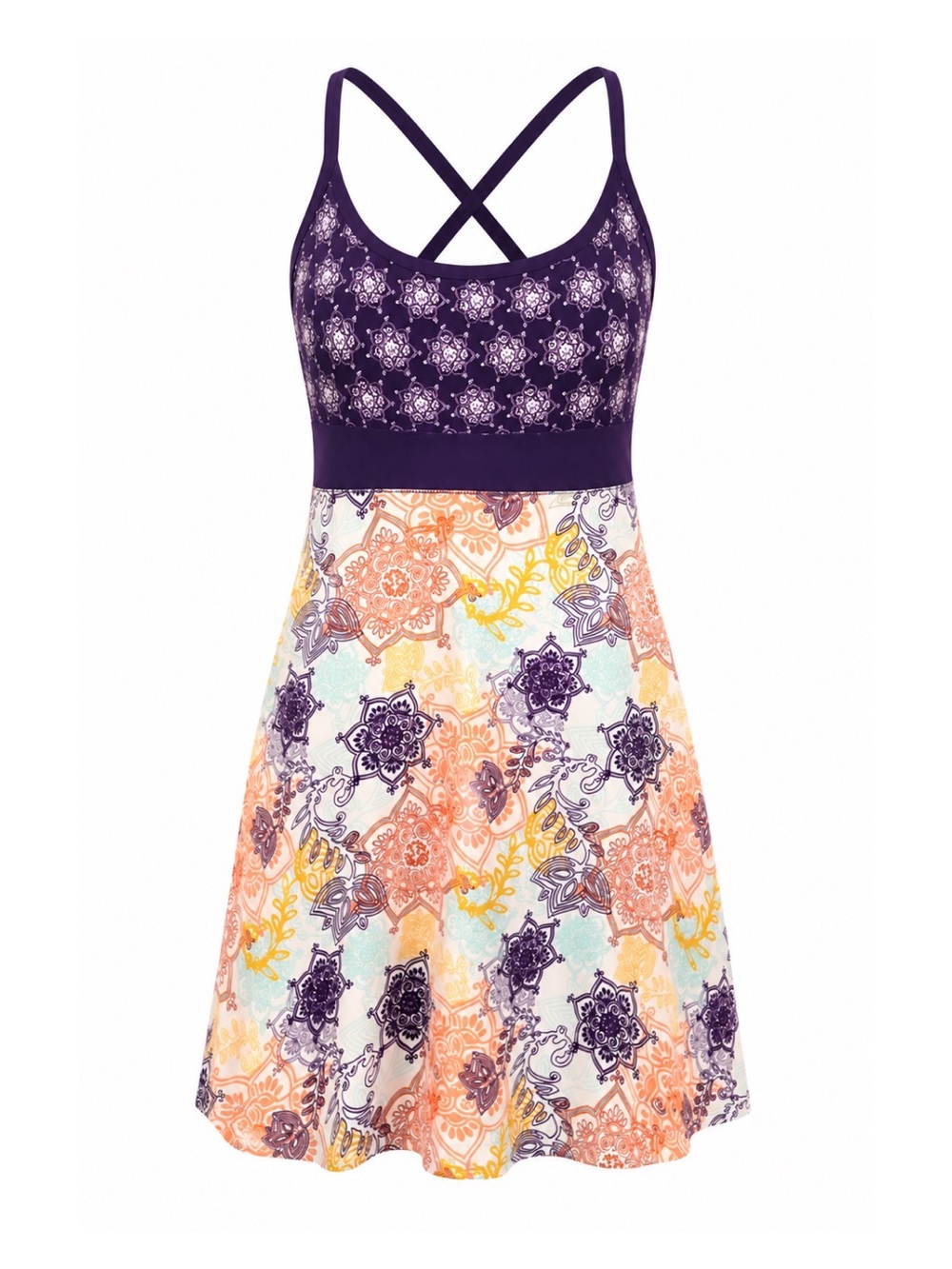 Lola by AFG Activewear Mandala Floral Style A-Line Gym Active Dress Womens XS